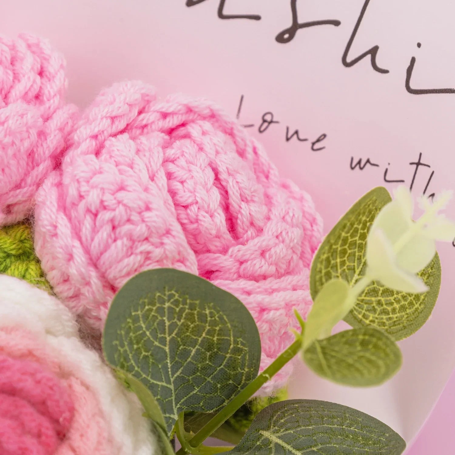 Crochet Pink Rose Bouquet