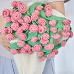 Cashmere Crochet Flower Bouquet Blanket-Pink Roses