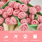 Cashmere Crochet Flower Bouquet Blanket-Pink Roses
