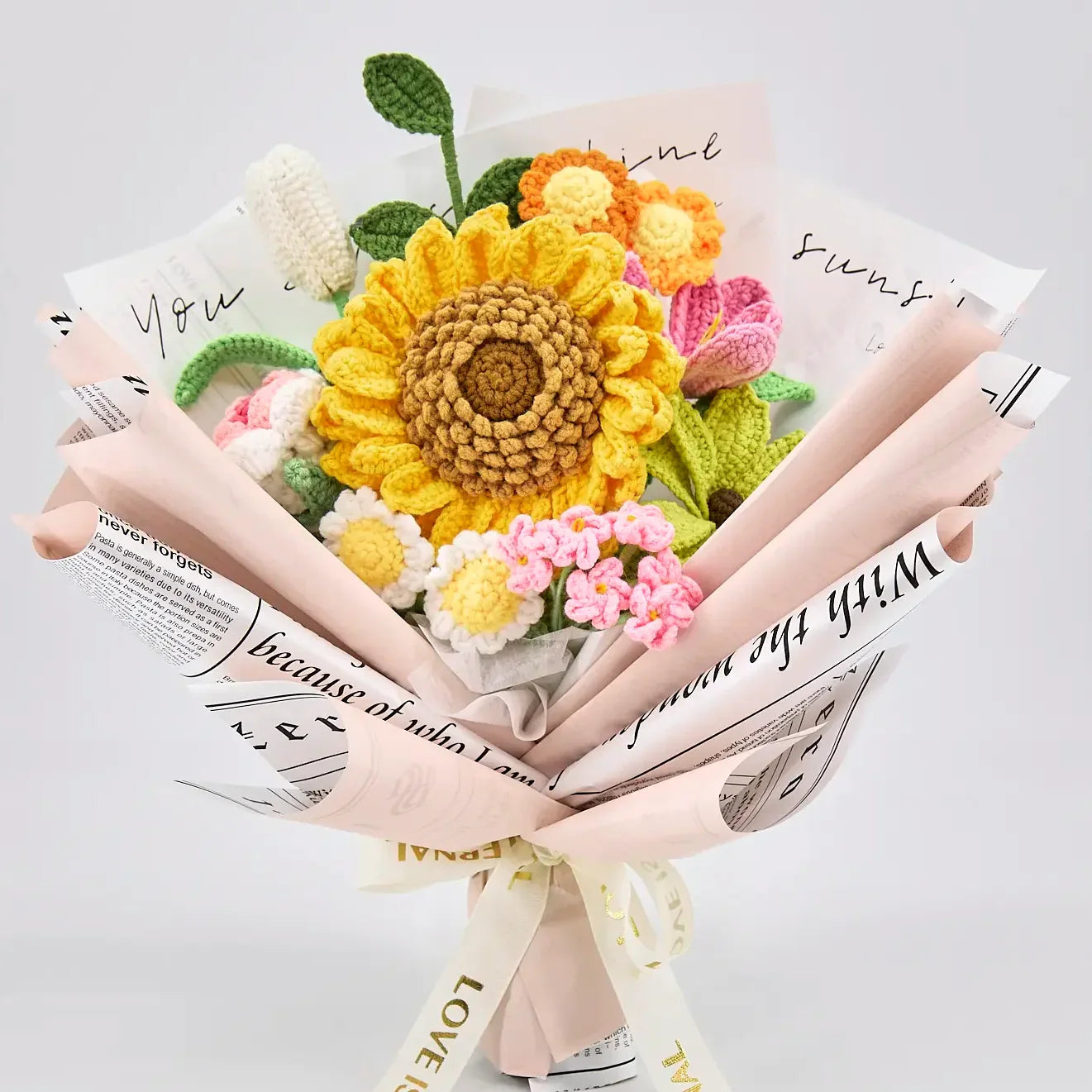 Crochet Big Sunflower Rose Tulip Daisy Bouquet