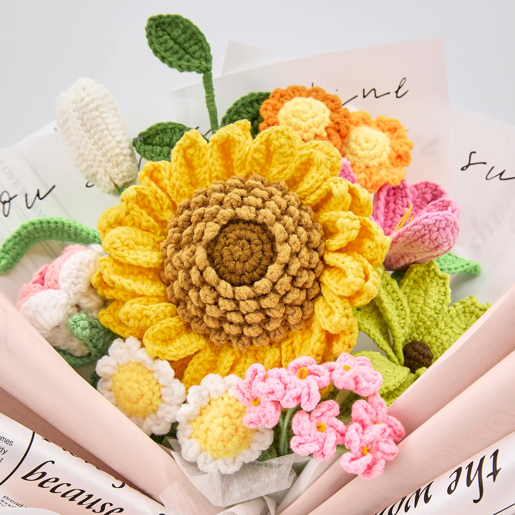 Crochet Big Sunflower Rose Tulip Daisy Bouquet