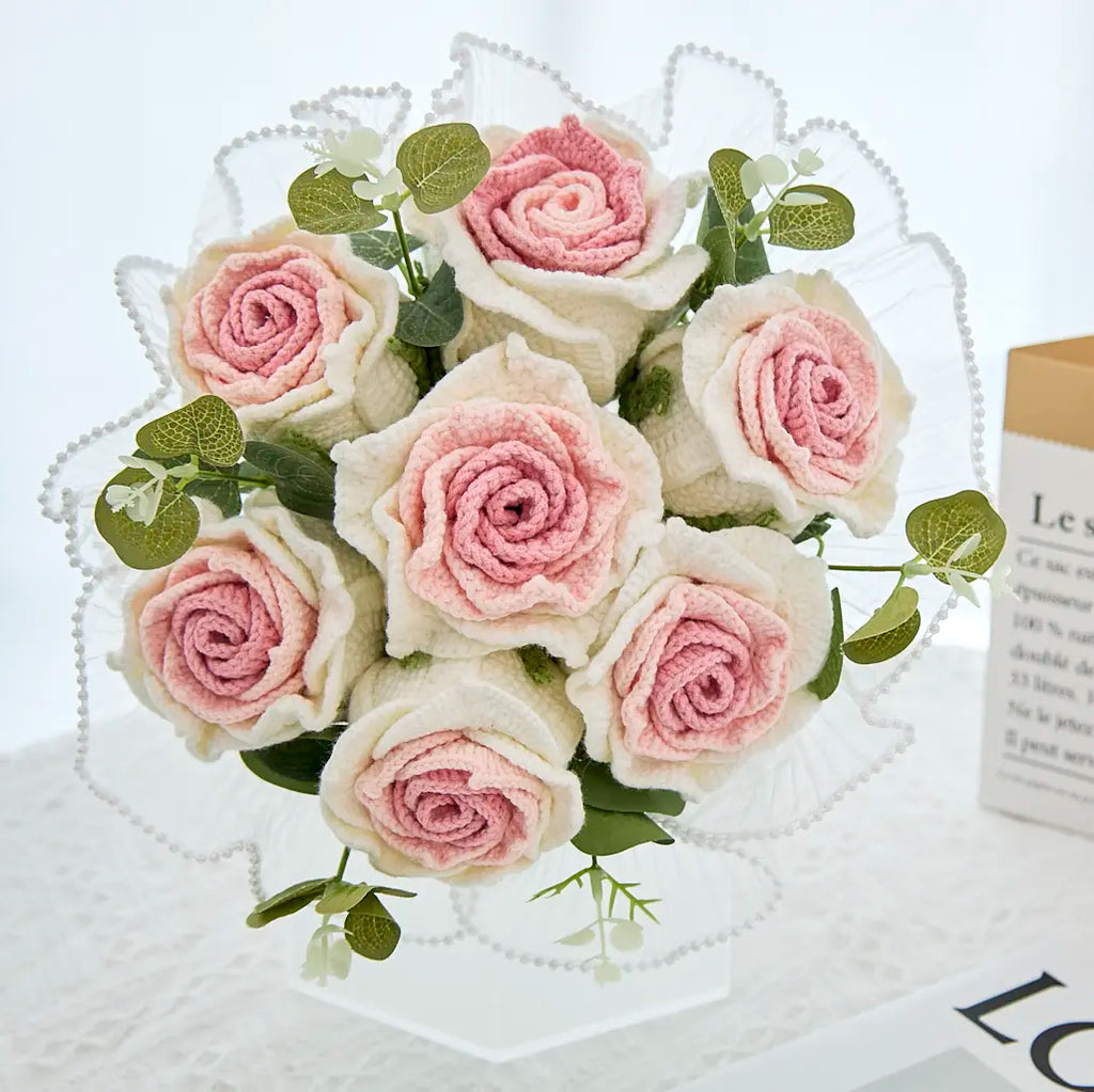 Round Crochet Thai Rose Bouquet