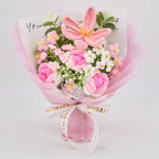 Pink Crochet Tulip Rose Bouquet