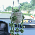 Crochet Hanging with Green Leaves
