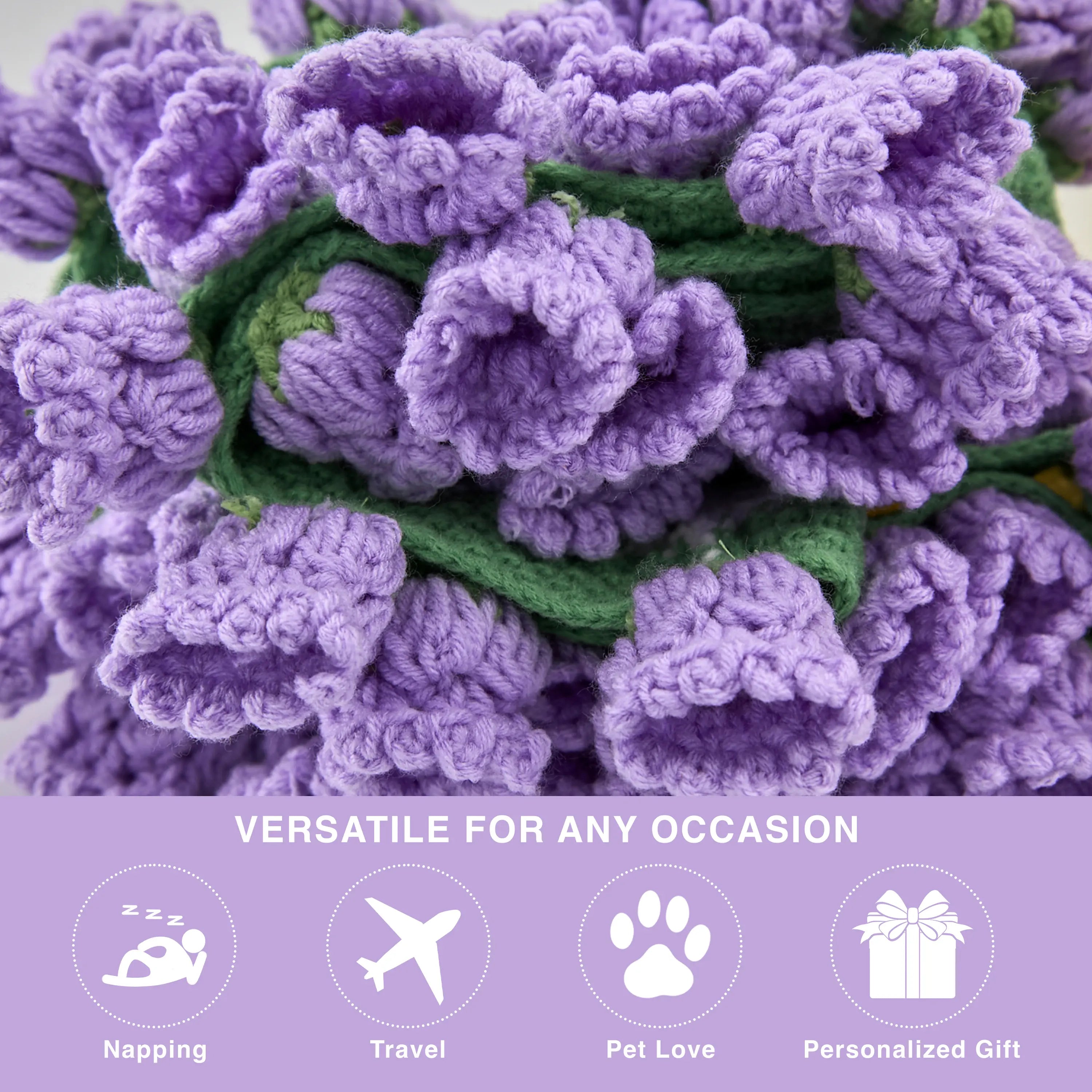 Cashmere Crochet Flower Bouquet Blanket-Purple Flowers