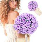 Cashmere Crochet Flower Bouquet Blanket-Purple Flowers