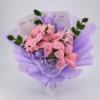 Crochet Pink Lily & Purple Tulip Bouquet
