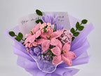 Crochet Pink Lily & Purple Tulip Bouquet