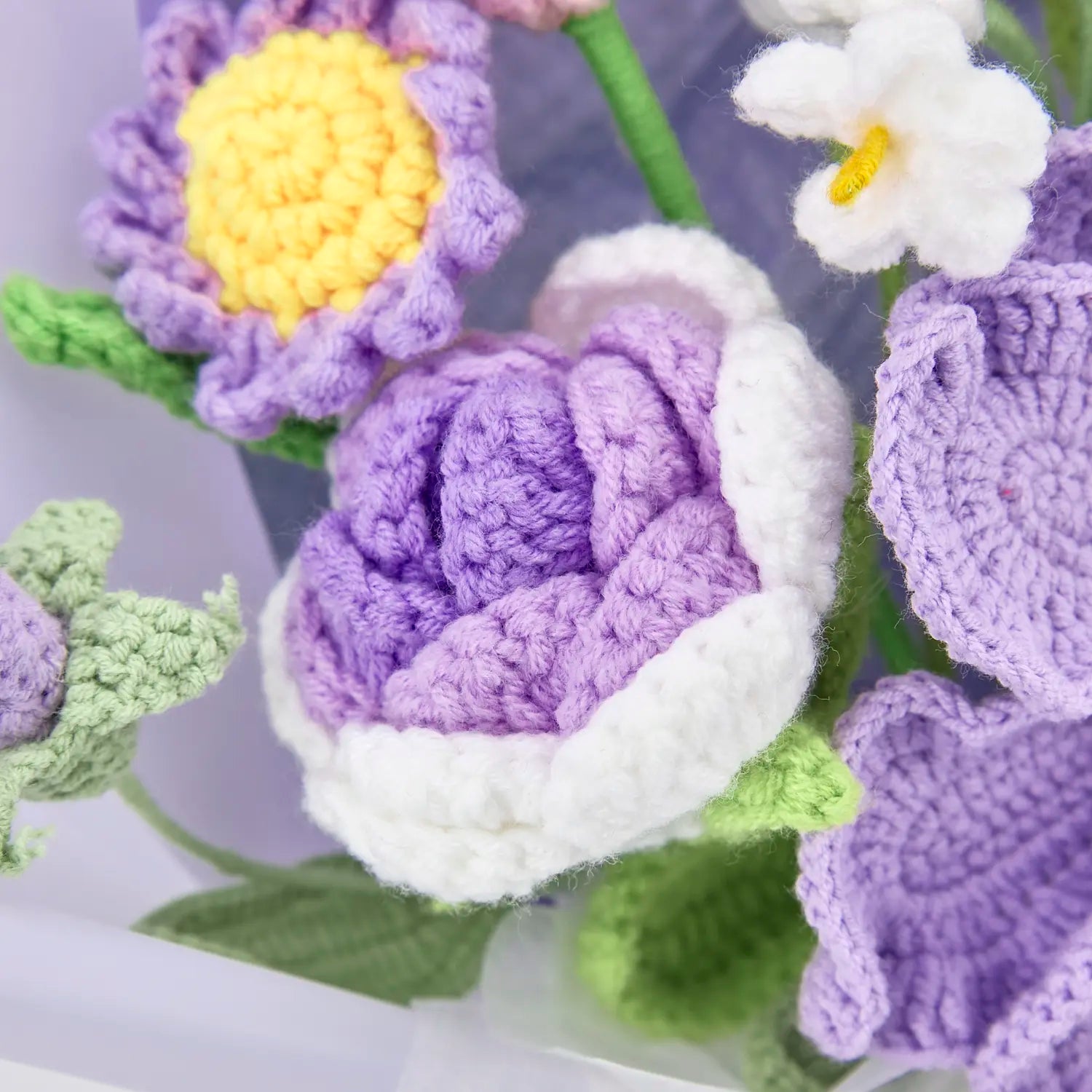 Crochet Eustoma Morning Glory Rose Tulip Bouquet