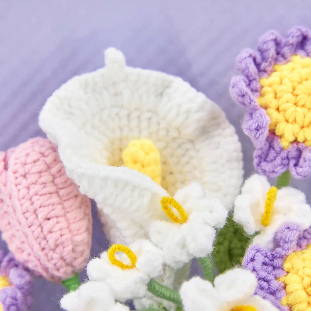 Crochet Eustoma Morning Glory Rose Tulip Bouquet