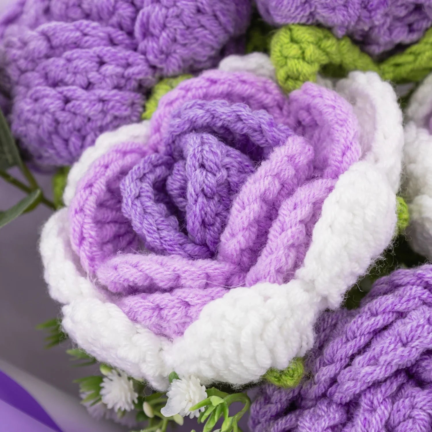 Crochet Purple Rose Bouquet