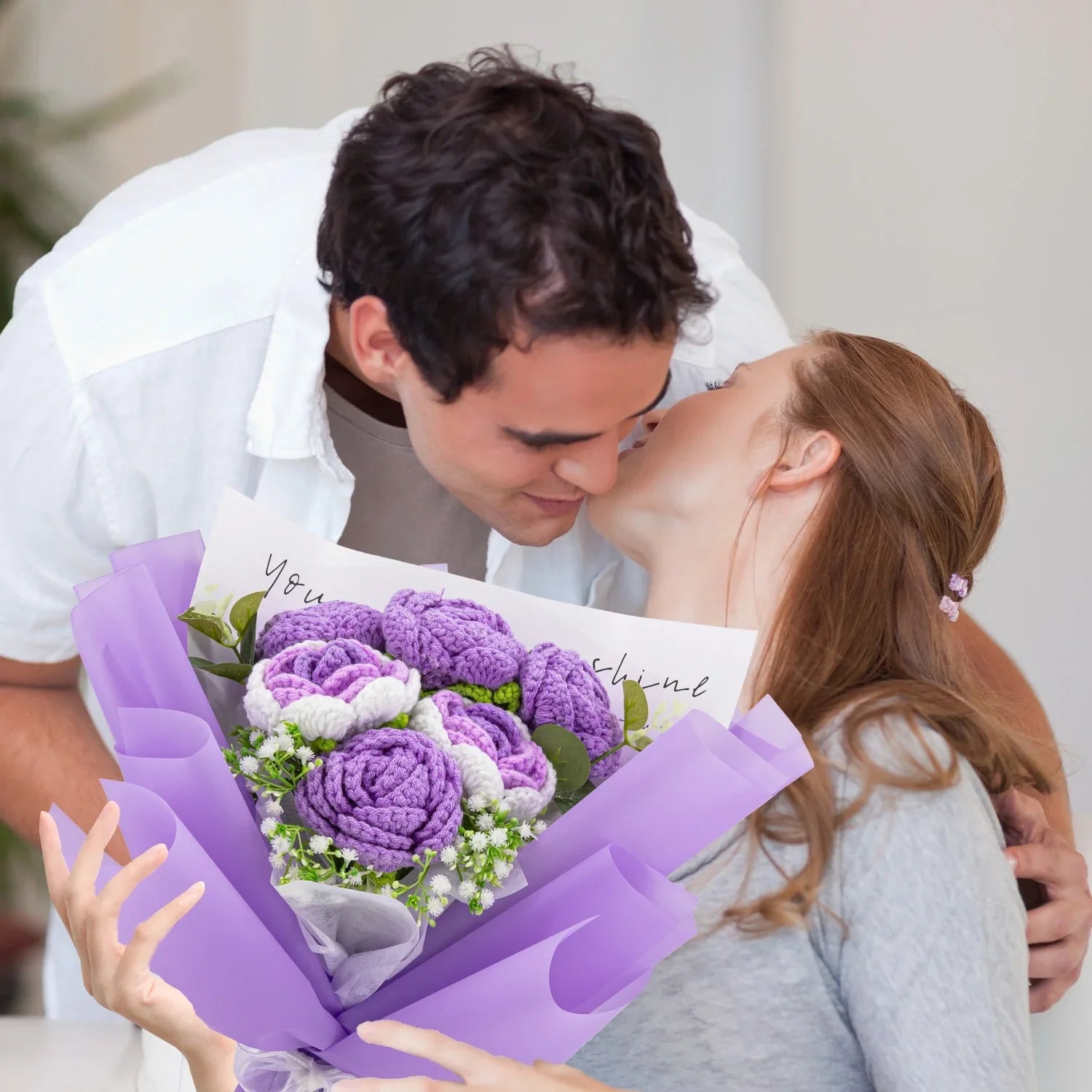 Crochet Purple Rose Bouquet