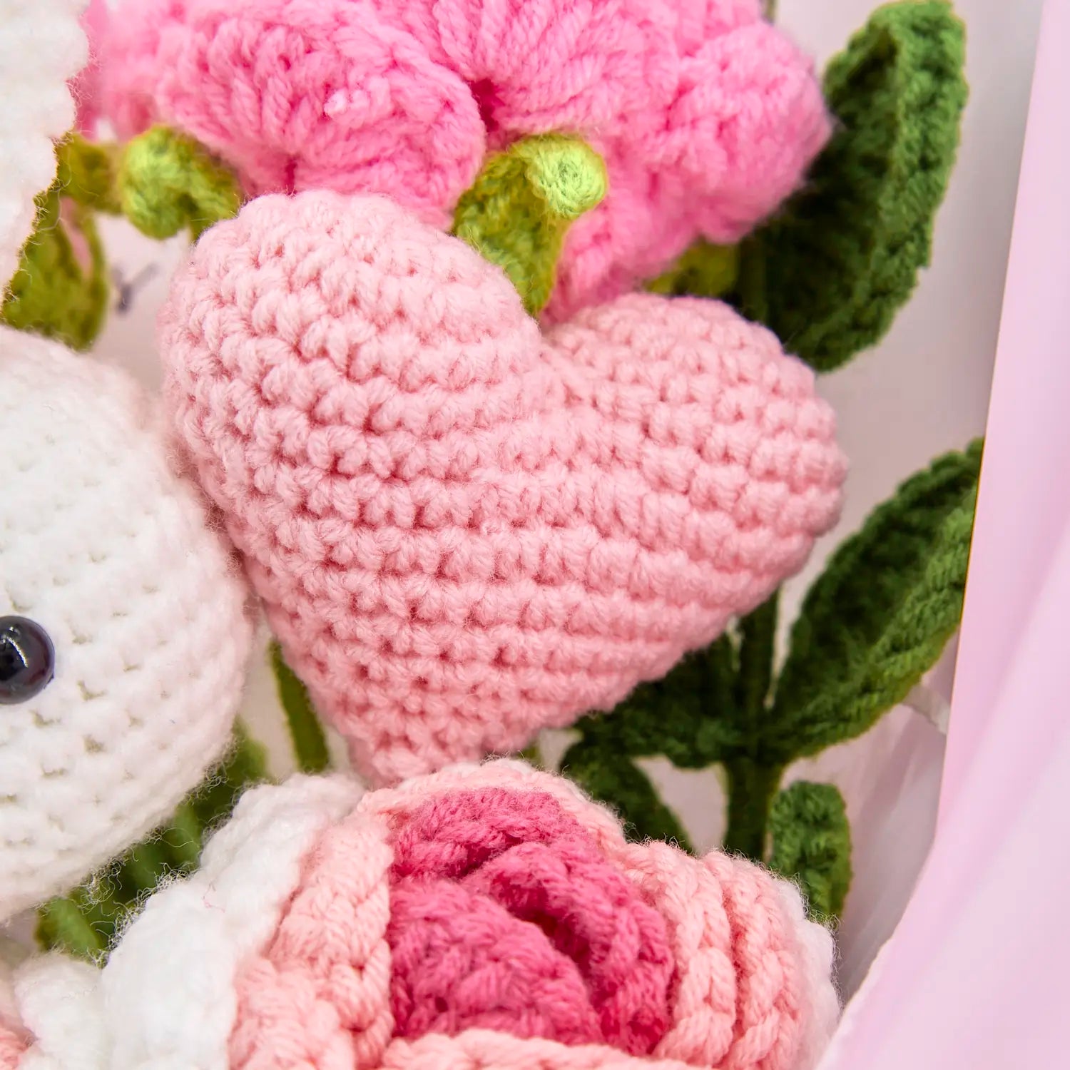 Crochet Bunny & Rose Flower Bouquet