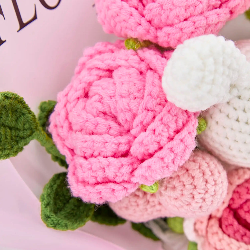 Crochet Bunny & Rose Flower Bouquet