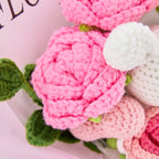 Crochet Bunny & Rose Flower Bouquet