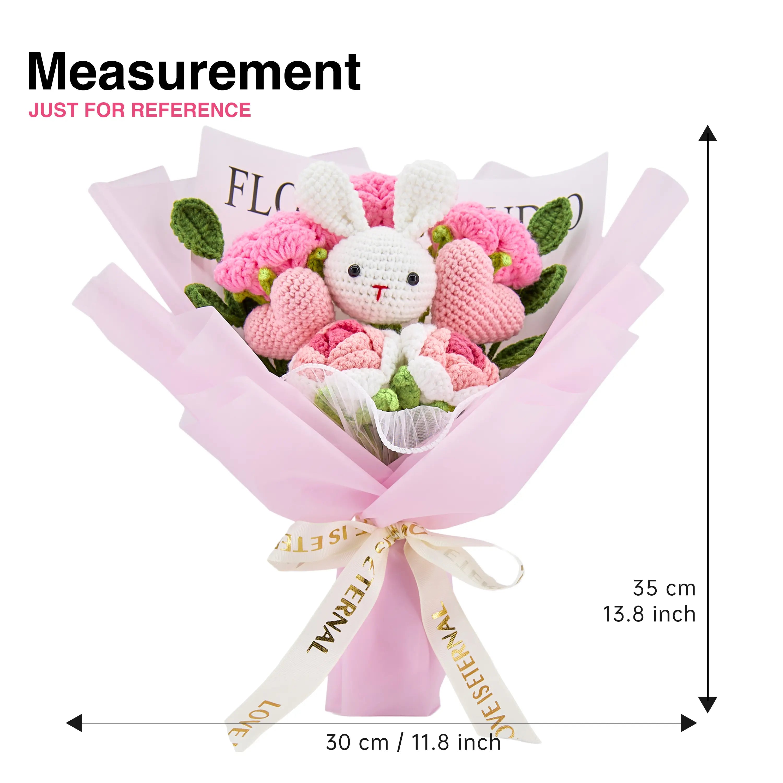 Crochet Bunny & Rose Flower Bouquet