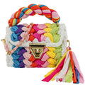 Crochet Handbag with Twist Handle-Rainbow