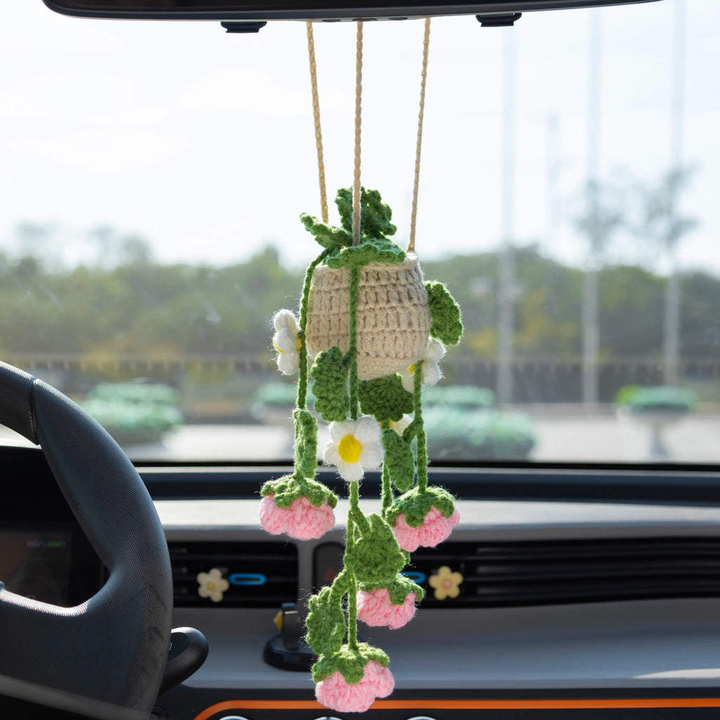 Crochet Hanging with Rose & Daisy Flowers