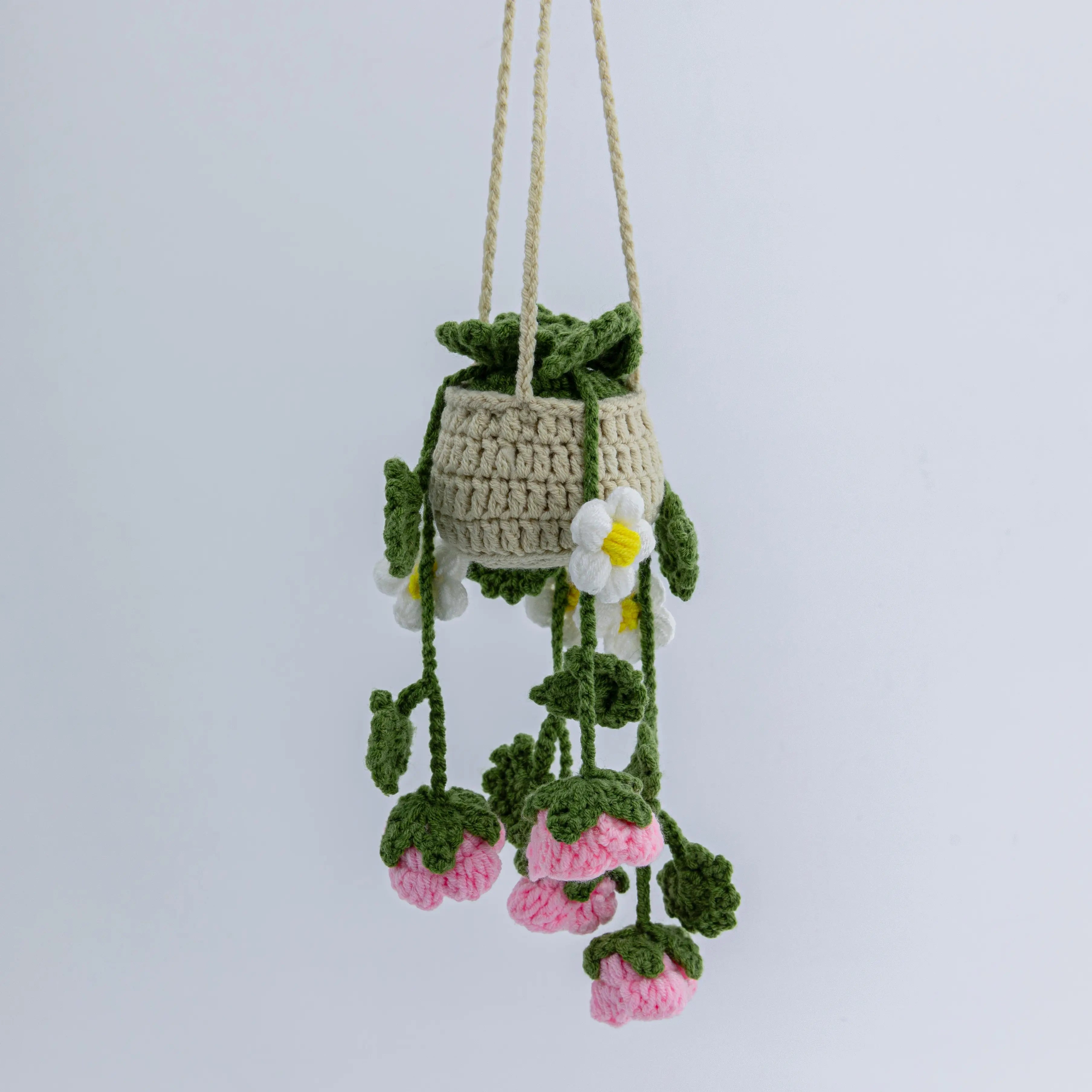 Crochet Hanging with Rose & Daisy Flowers