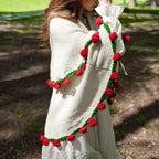 Cashmere Crochet Flower Bouquet Blanket-Red Roses