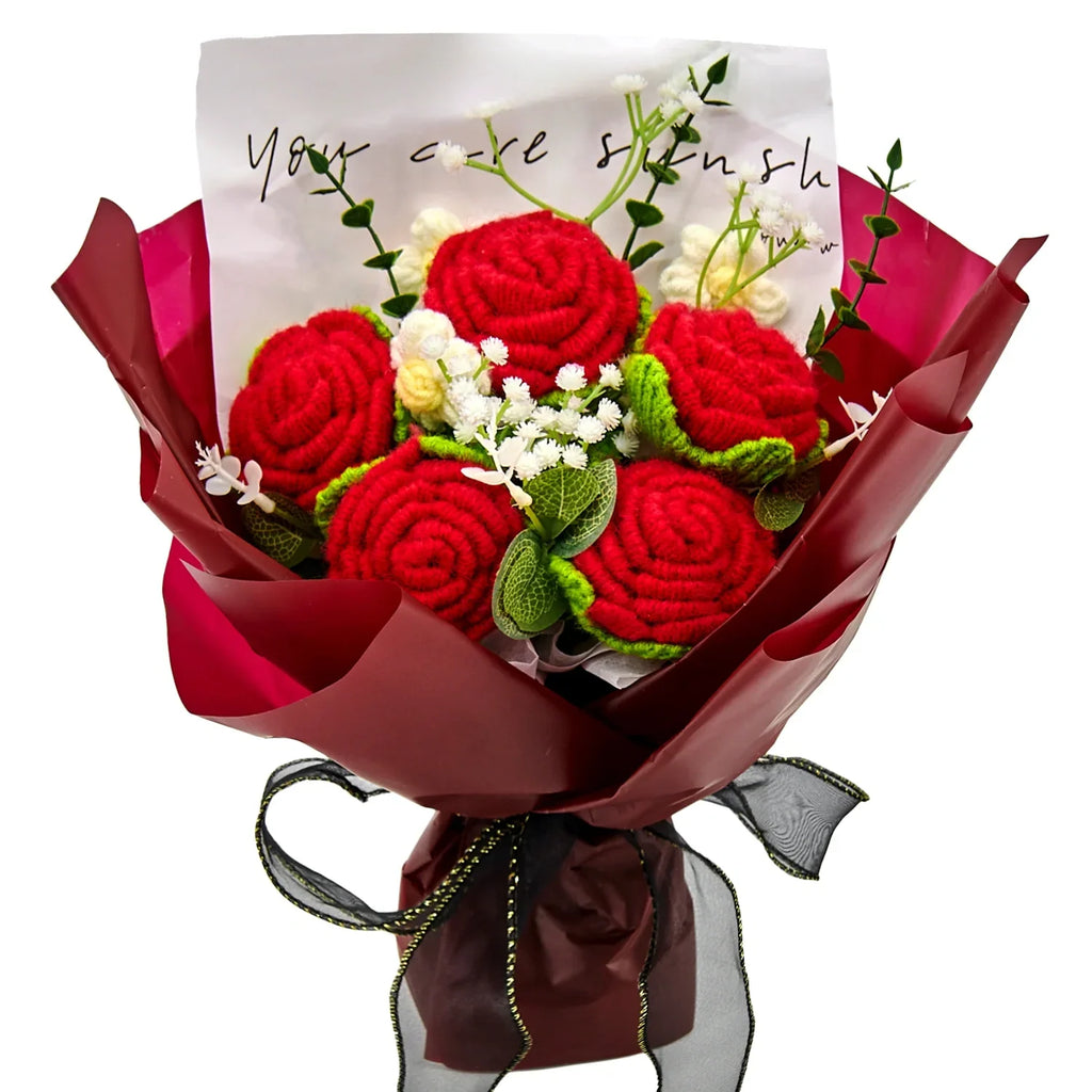 Crochet Pure Red Rose Bouquet