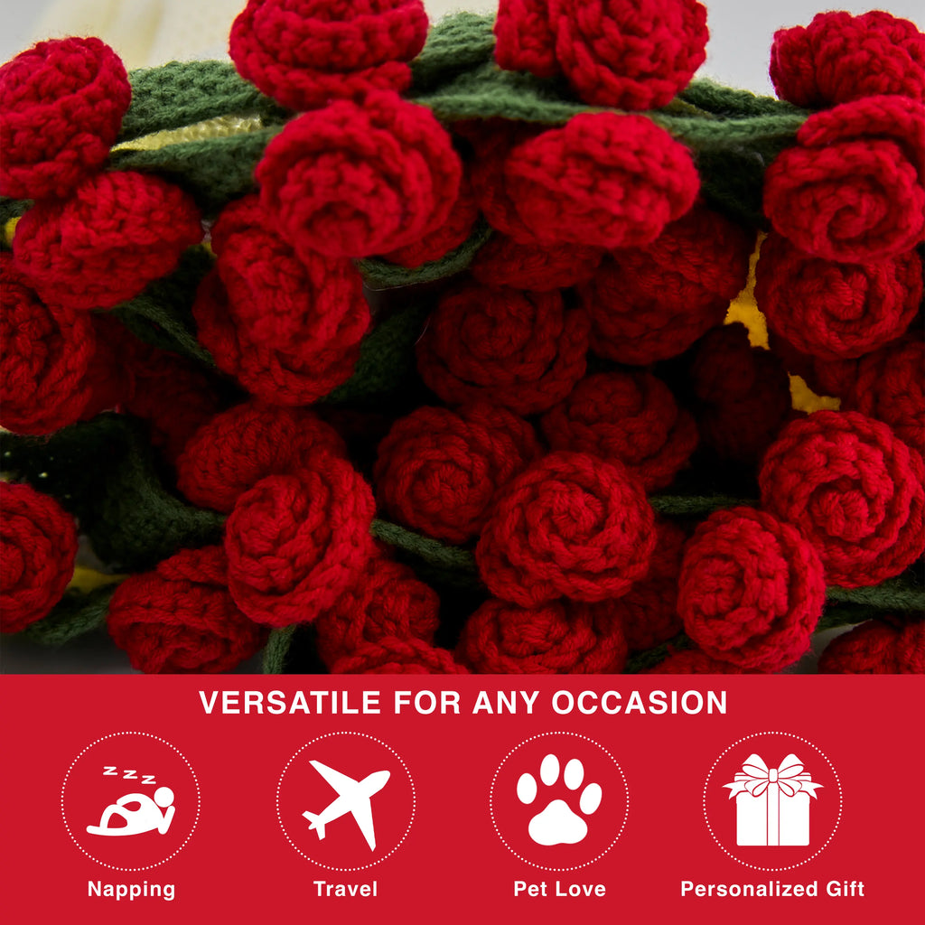 Cashmere Crochet Flower Bouquet Blanket-Red Roses