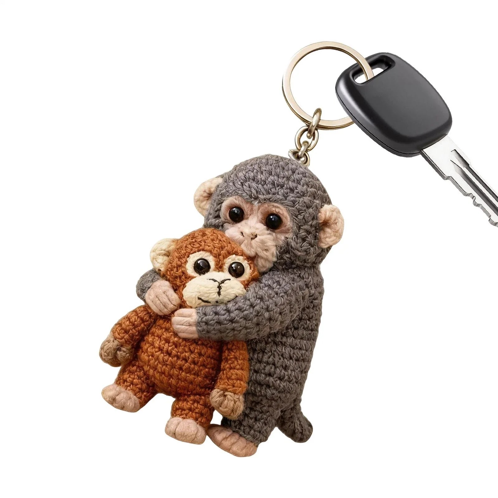 Viral Crochet Monkey Punch Keychain – Cute Handmade Plush Bag Charm & Backpack Pendant, Perfect Gift for Friends & Loved Ones