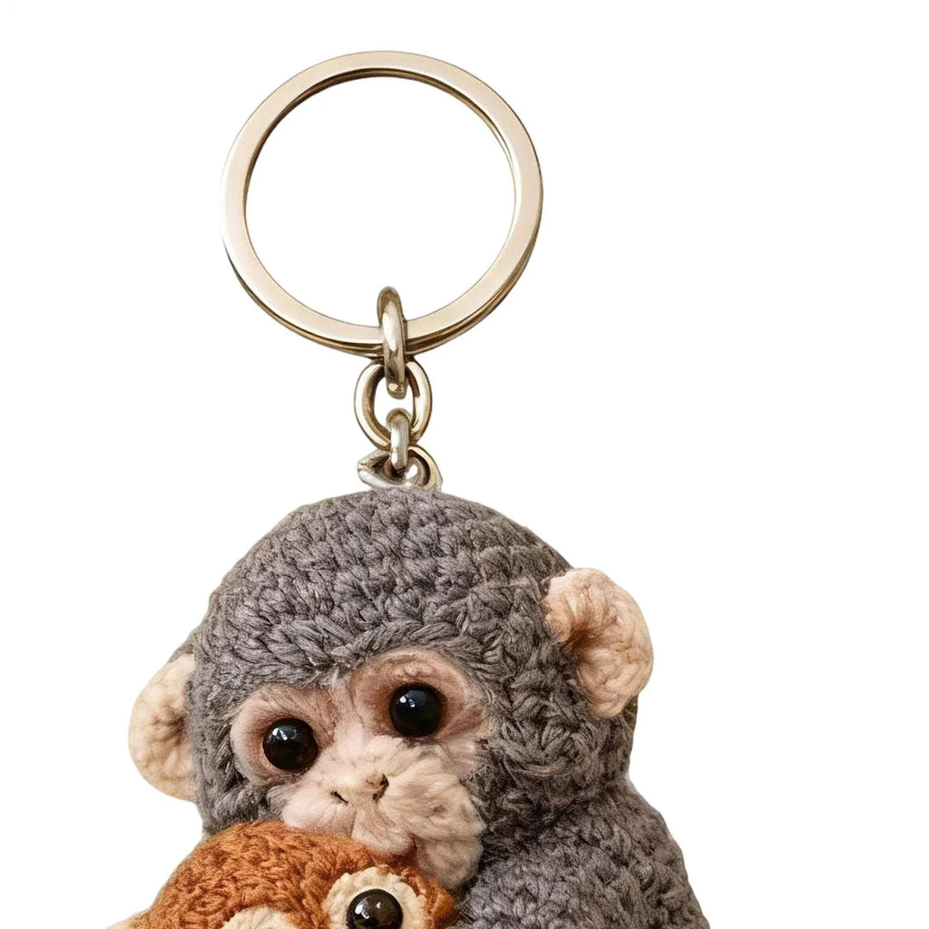 Viral Crochet Monkey Punch Keychain – Cute Handmade Plush Bag Charm & Backpack Pendant, Perfect Gift for Friends & Loved Ones