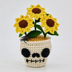 Skull Sunflower Pot with Spider