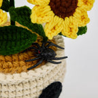 Skull Sunflower Pot with Spider