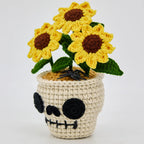 Skull Sunflower Pot with Spider