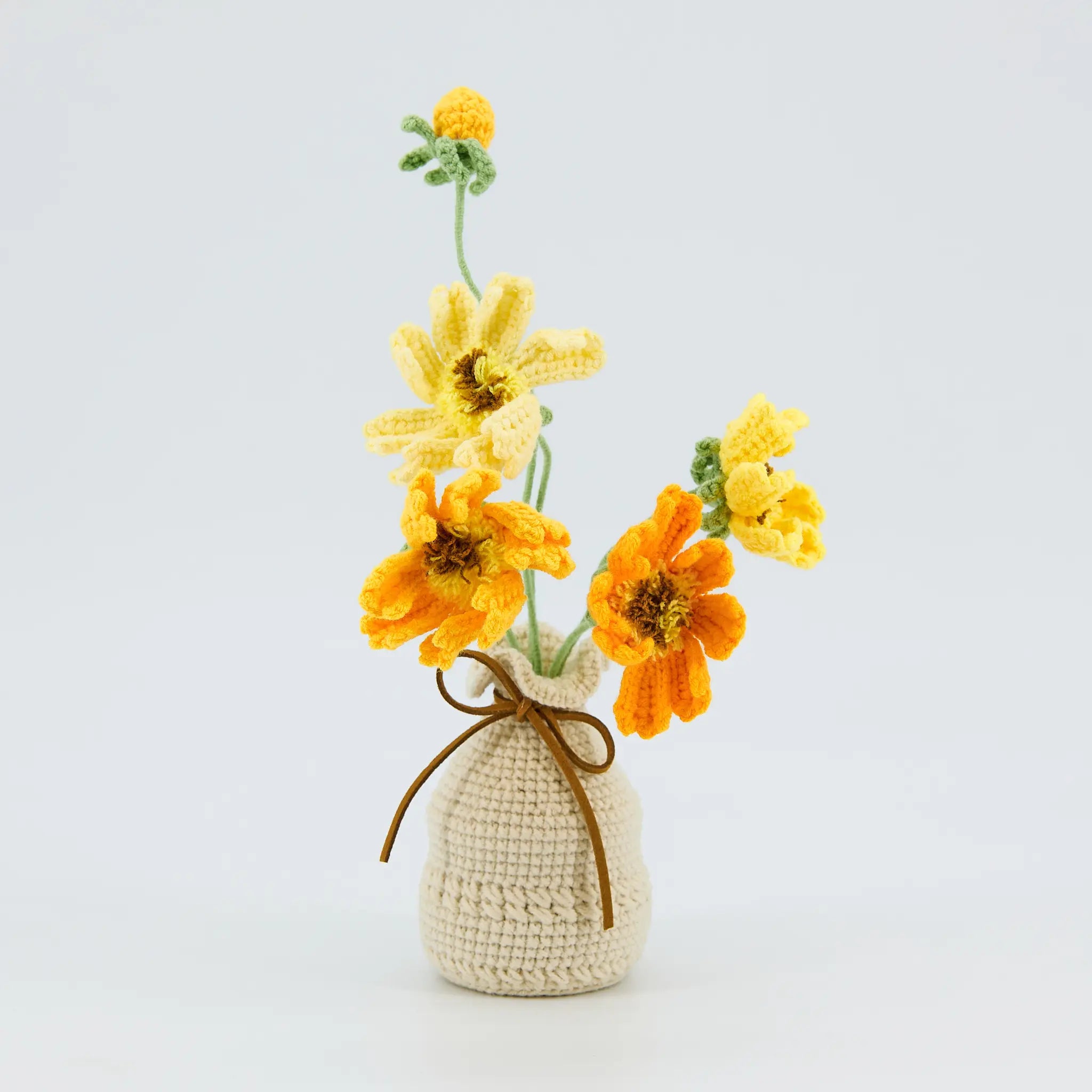 Crochet Flowers in Crochet Vase