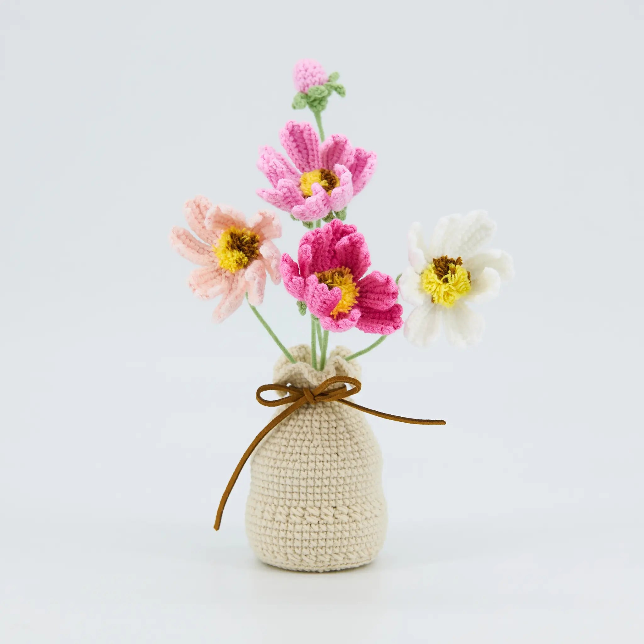 Crochet Flowers in Crochet Vase