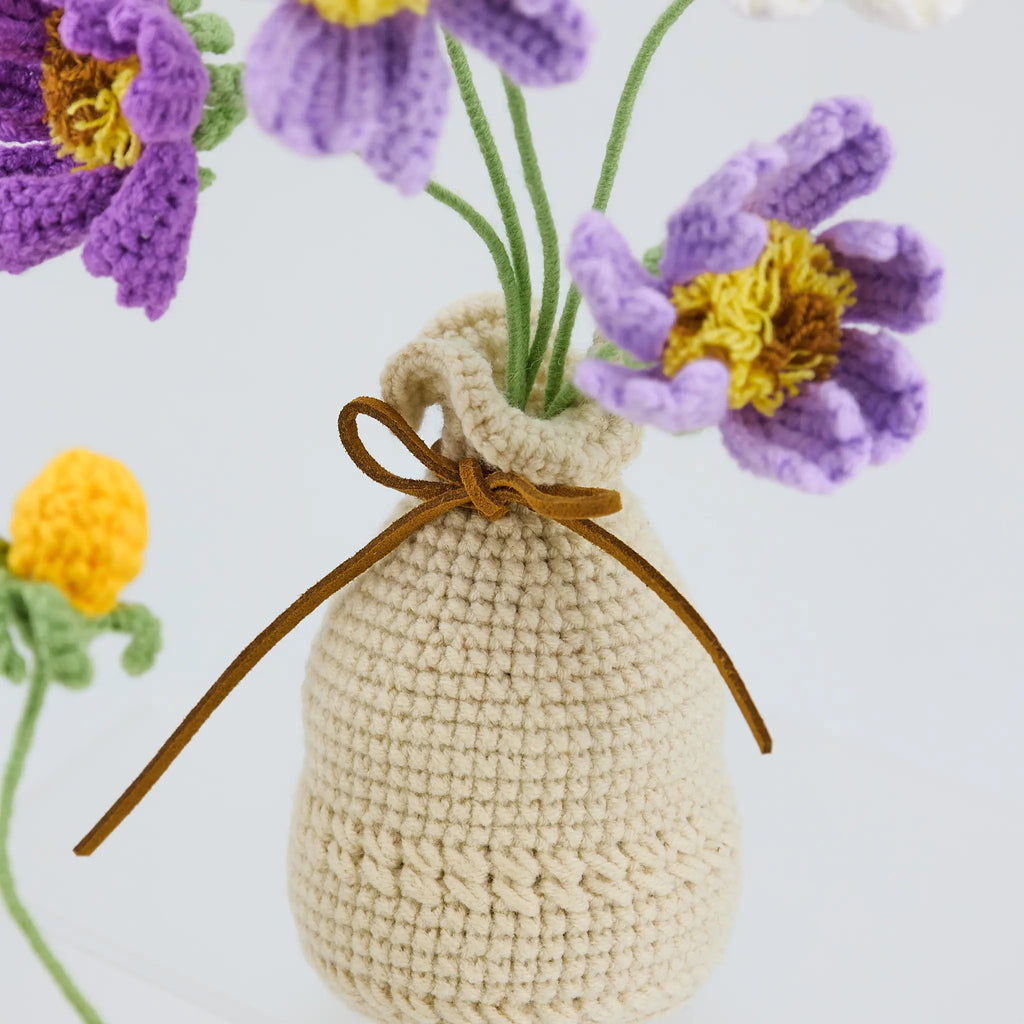 Crochet Flowers in Crochet Vase