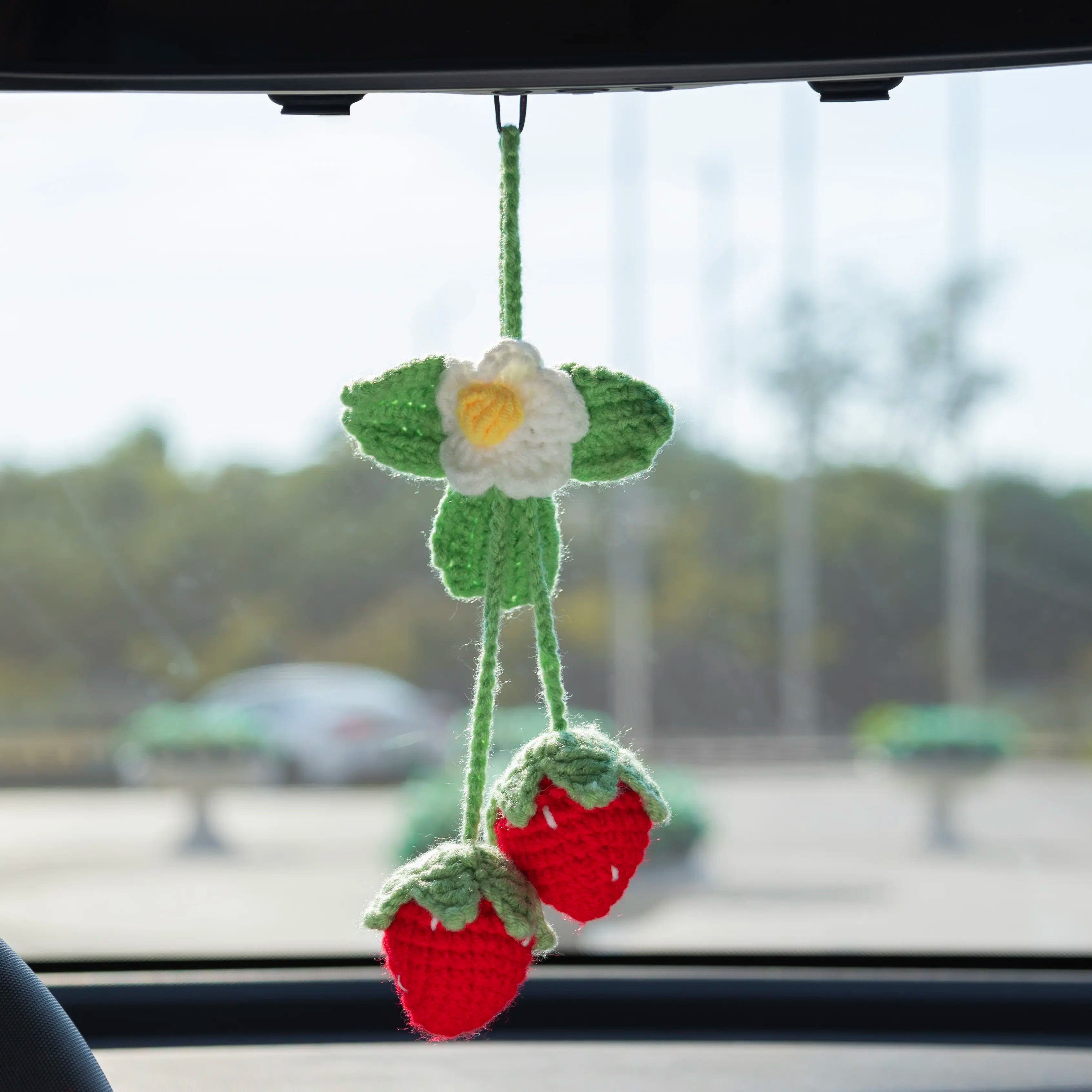 Crochet Hanging with Strawberry & Flower