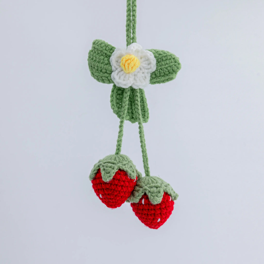 Crochet Hanging with Strawberry & Flower