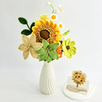 Crochet Sunflower Lily Bouquet with Newspaper Wrapping