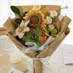 Crochet Sunflower Lily Bouquet with Newspaper Wrapping