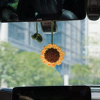 Crochet Sunflower Hanging with Leaves