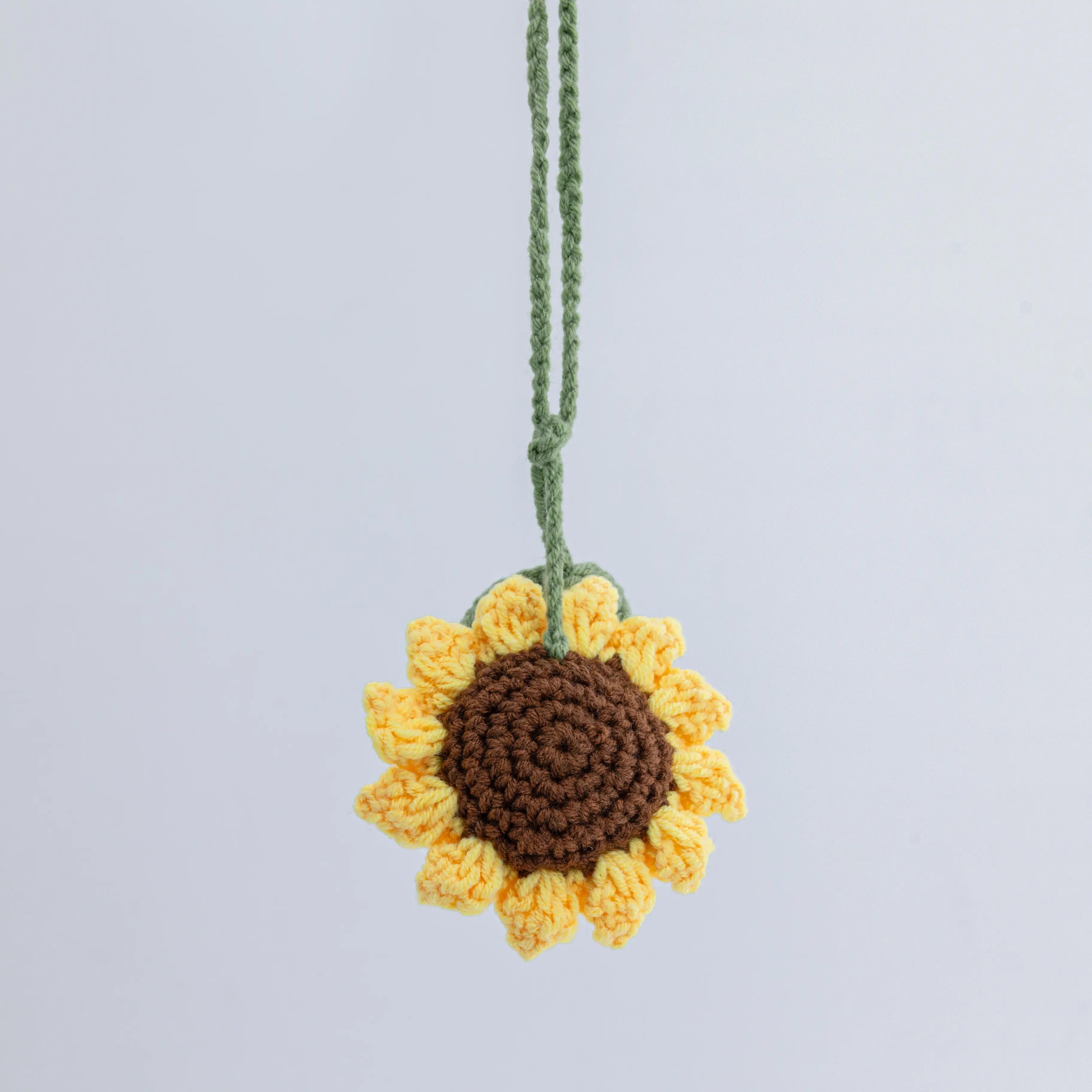 Crochet Sunflower Hanging with Leaves