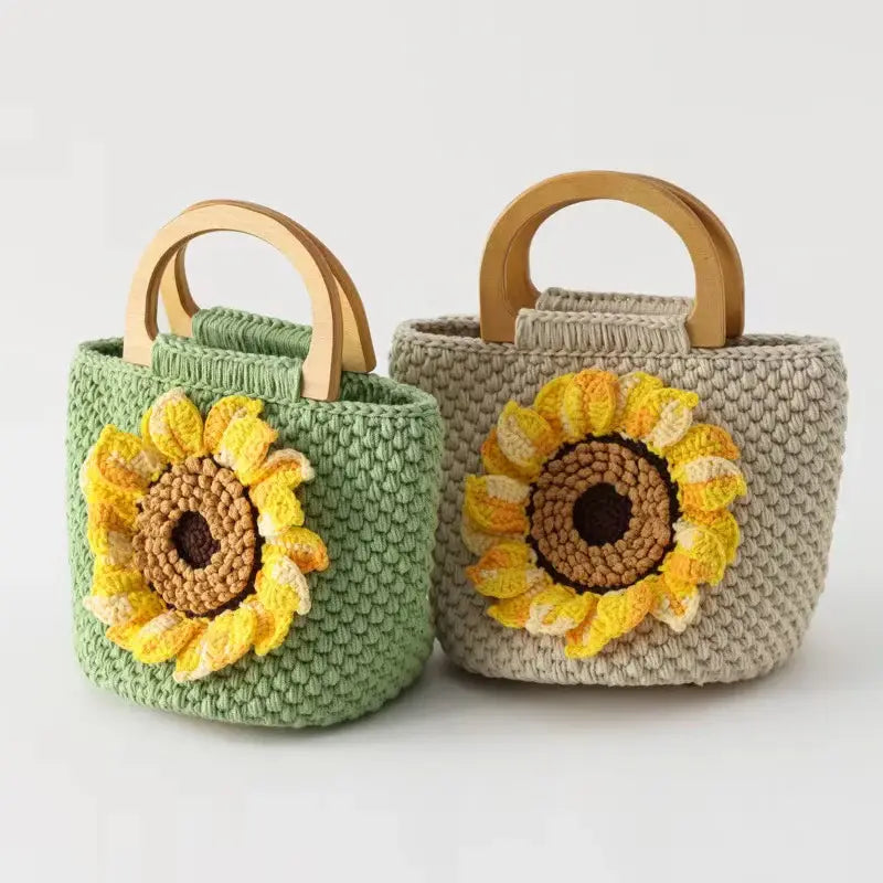 Crochet Sunflower Clutch Handbag