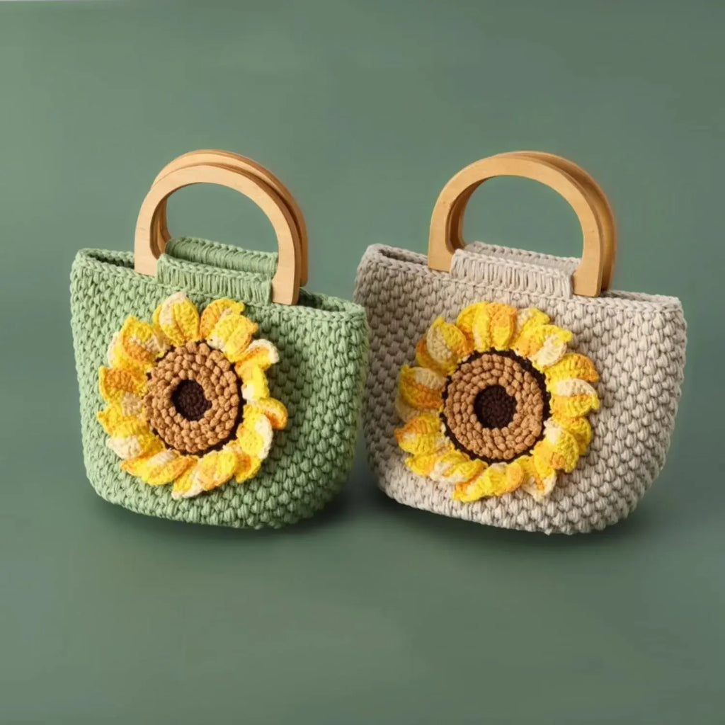 Crochet Sunflower Clutch Handbag
