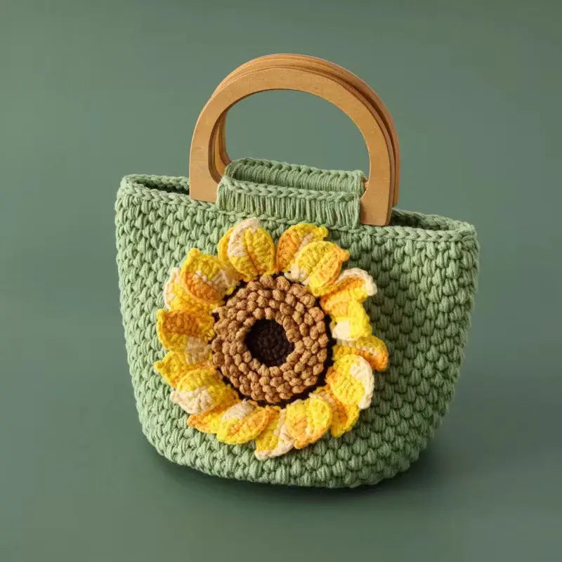 Crochet Sunflower Clutch Handbag