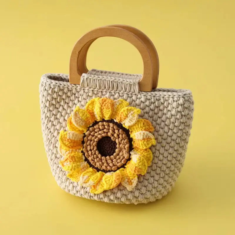 Crochet Sunflower Clutch Handbag