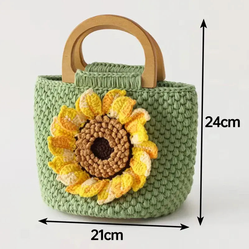 Crochet Sunflower Clutch Handbag