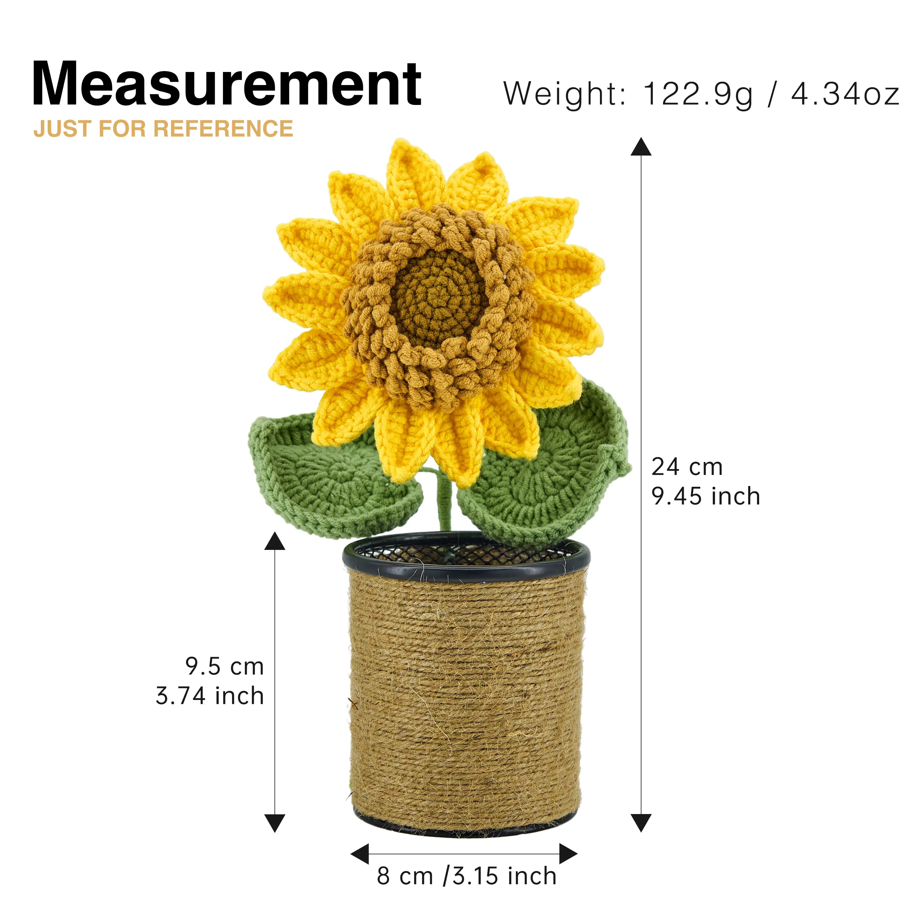Crochet Sunflower Pen Holder-Brown Pot