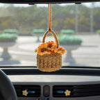 Crochet Sunflower Basket Hanging