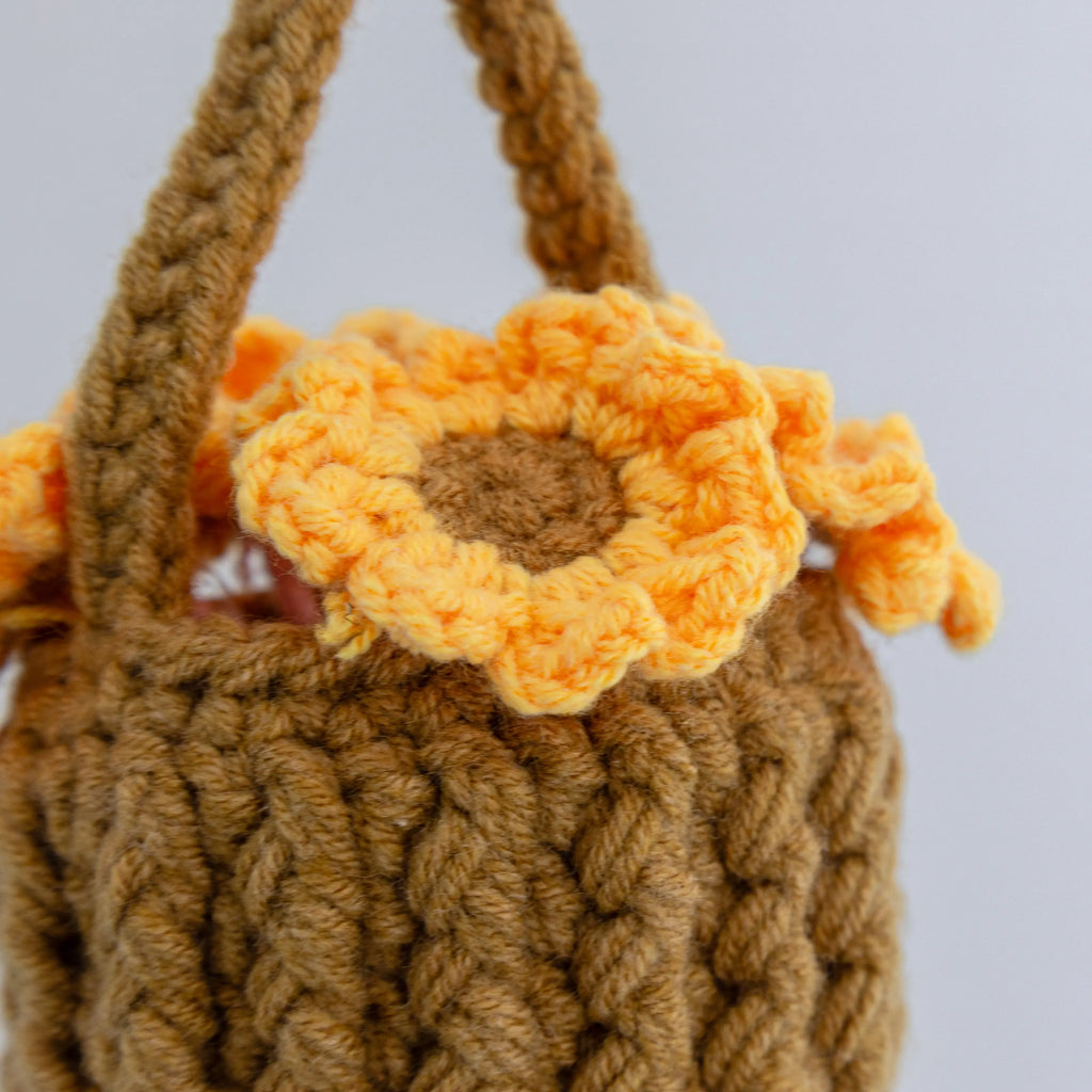 Crochet Sunflower Basket Hanging