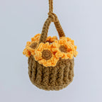 Crochet Sunflower Basket Hanging