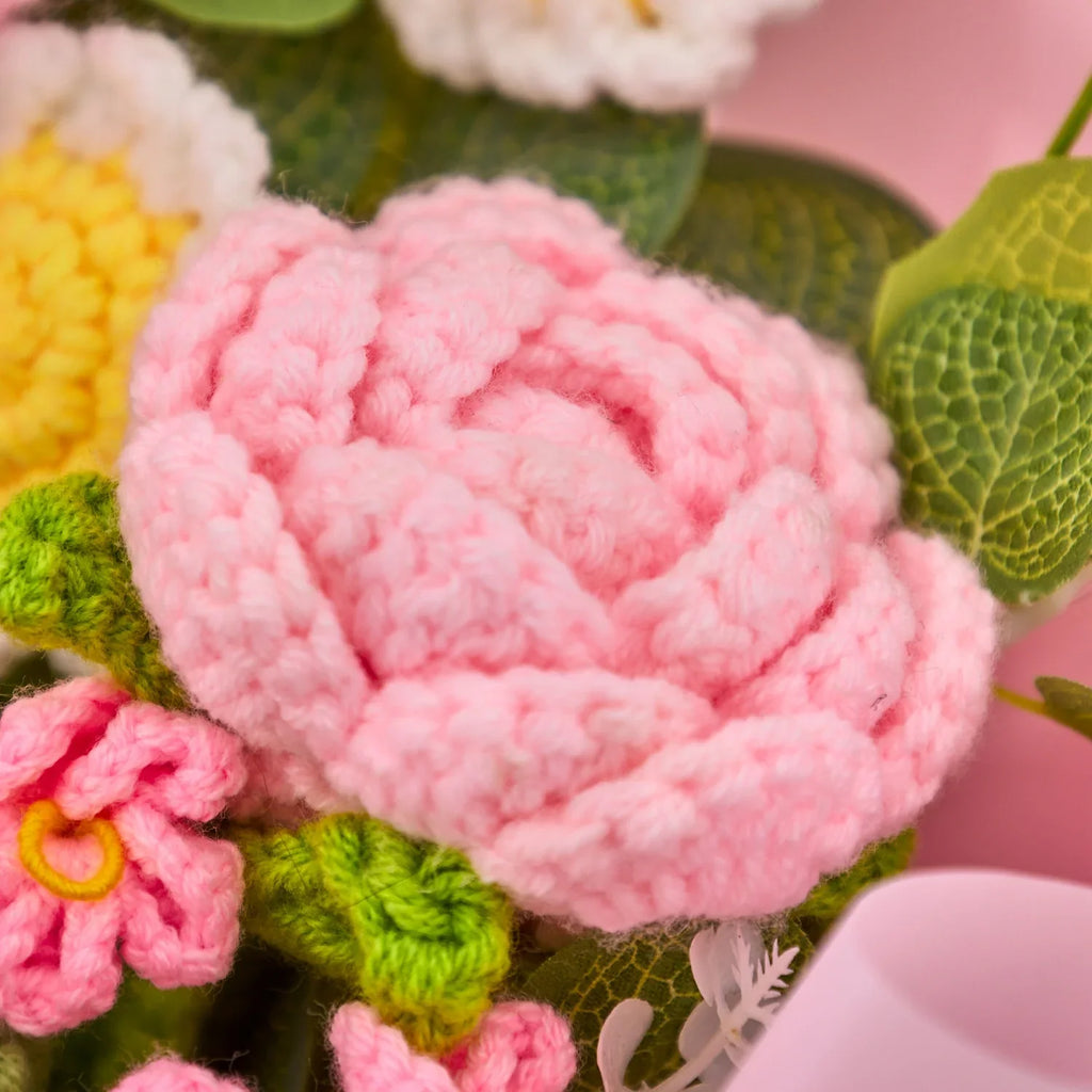 Crochet Rose Tulip Daisy Bouquet